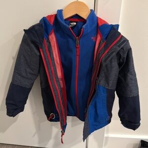 Kids North Face shell and fleece.